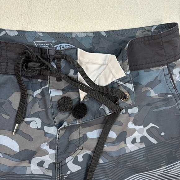 Aftco Joy Division 9" Board Shorts Men's 32 Blue Camo Stripe Swim Trunks Fishing - Picture 4 of 16